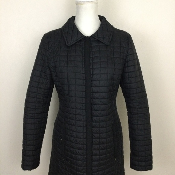 Waterproof Quilted Black Jacket Snap Button Down Size M - Picture 4 of 9